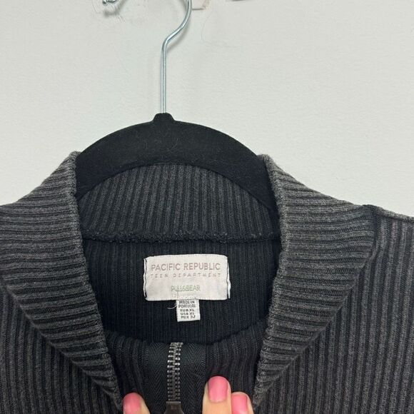 Pacific Republic Teen Girl's Full Zip Long Sleeve Ribbed Black Sweater Size XL - Picture 3 of 6